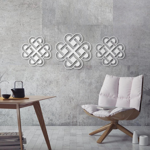 Imagen 3 de 4 de Cuadro En Madera Calada Mandala Celta Nórdico Escudo Xl