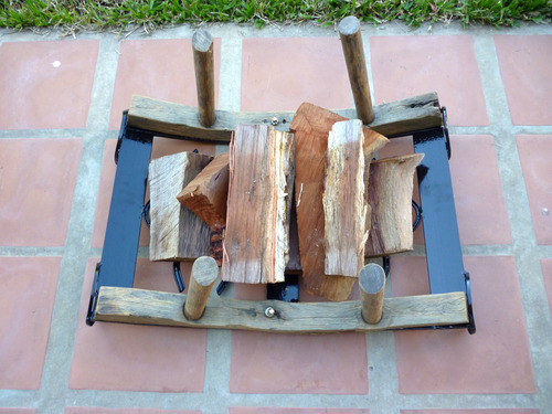 Leñero De Campo Antiguo Porta Leña Salamandra Chimenea Hogar