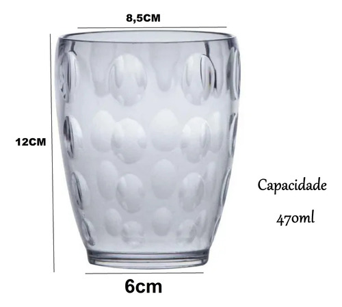 Copo Acrílico Transparente 470ml Linha Acqua Paramount
