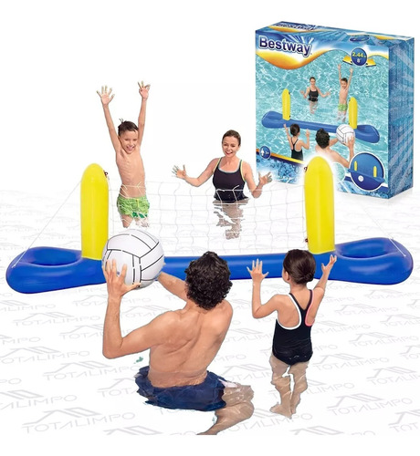 Red De Voley Inflable Para Pileta Con Pelota Juegos Bestway