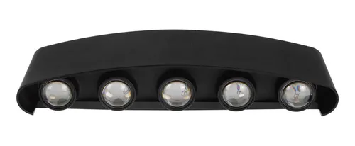 Apliqué De Pared Led 5 Luces 10w Cálido Negro