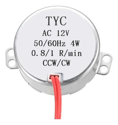 Motor Sincrónico Ac 12v 0.8-1 Rpm 50-60 Hz Ccw/cw 4w