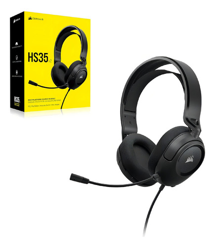 Fone de ouvido multiplataforma para jogadores Corsair Hs35 V2 com cabo de 3,5 mm