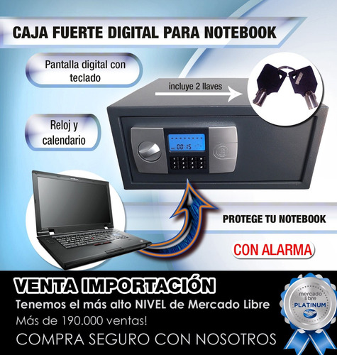 Imagen 3 de 7 de Cajas Fuerte Grande Caja Seguridad Digital Panel Lcd Llave 2