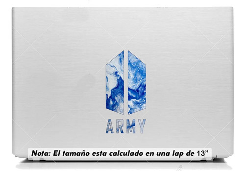 Vinil Sticker Laptop 15cm Bts Logo Army Azul Y Blanco 28b
