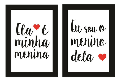 Kit 2 Quadrinhos Decorativos Tema Amor Casal 