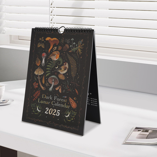 Hs Colgante De Pared Ilustrado Con Calendario Lunar 2025 De