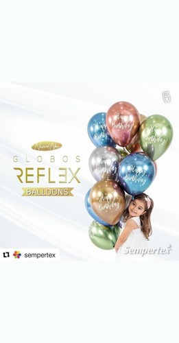Globos Reflex Radiante Estampado De Happy Birthday R12 X 50 