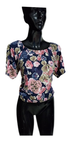 Blusa Corta Floral Con Elastico Talla G Originals