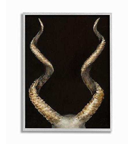 Stupell Industries Goat Horns Shadow Black Gold Animal Paint