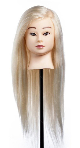 Cabeça Boneca Loira Treino Cabelo 80% Natur Aceita Chapinha