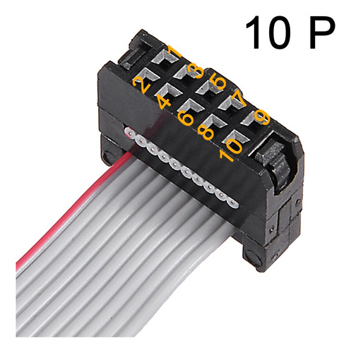 5 Cables Planos, 10 Pines, Paso, 2 Mm, Conector Hembra Idc