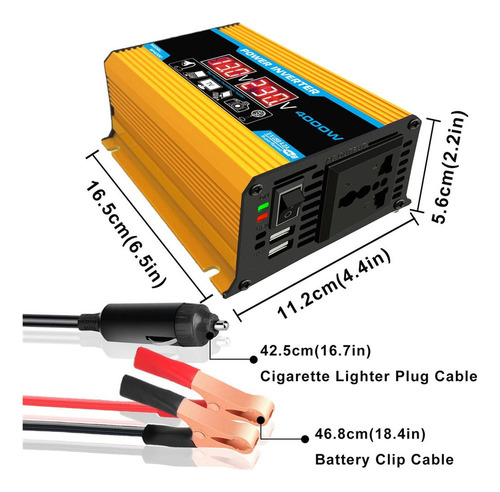 Z Inversor De Energia Para Carro Com Display Led 4000w
