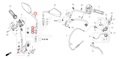 Espejo Derecho Completo Honda Cb 750 Hornet Original E1