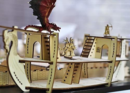 3d Rpg Miniatures Ship Wood Laser Cut, 3-level With 1 Grid