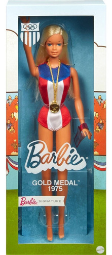 Muñeca Barbie Gold Medal 1975 Con Pedestal - Envio Gratis