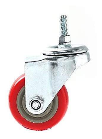 4 pack Caster Rueda Placa Giratoria Tallo Break Rojo