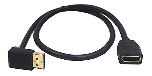 Cable Extensor Displayport 8k 2ft, Ángulo 90° Macho A