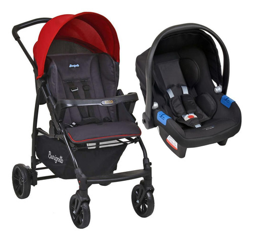 Carrinho De Bebê Ecco Cz Vermelho E Bebê Conforto Touring X