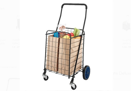 Carrito De Mandado Mainstays Cart Rolling Shopping Negro