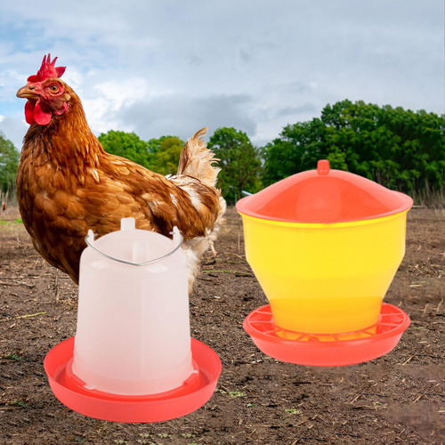 Comedero Para Pollos Y Dispensador De Agua, Barril Con Tapa