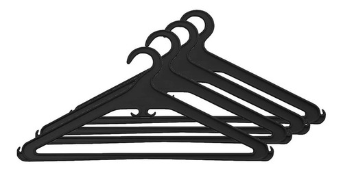 Pack 10 X Perchas Plástica Negra Reforzada