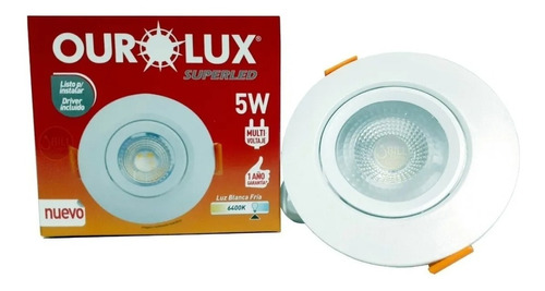 Spot Redondo Embutir Super Led 5w Bivolt Branco Frio Ourolux