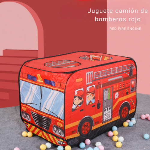 Casita Para Niños Tienda De Juegos Camión De Bomberos Rojo Casa De Campaña Y Bomberos - Tienda De Juguete Temático Para Interior Y Exterior Plegable Y Portáti