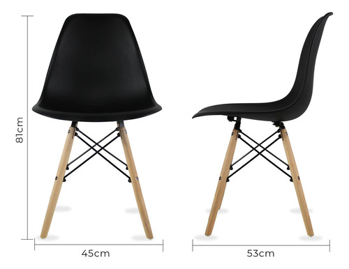 Juego De 4 Sillas Eames Oslo Negras Para Comedor Y Oficina