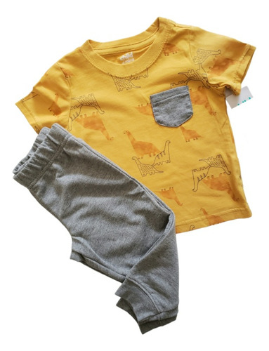 Conjunto By Carters Bebe Pantalon Remera Dinosaurio 18 M 