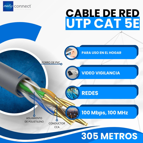 Cable Utp 305mts Xcase Cat 5e De 8 Hilos 0.50mm Uso Interior
