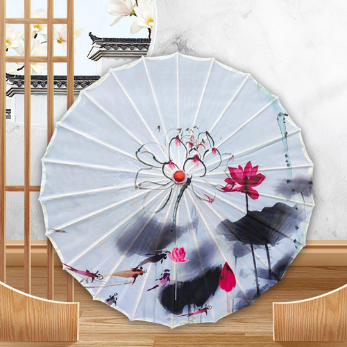Guarda-chuva De Papel Oleado Chinês, Guarda-sol De Branco