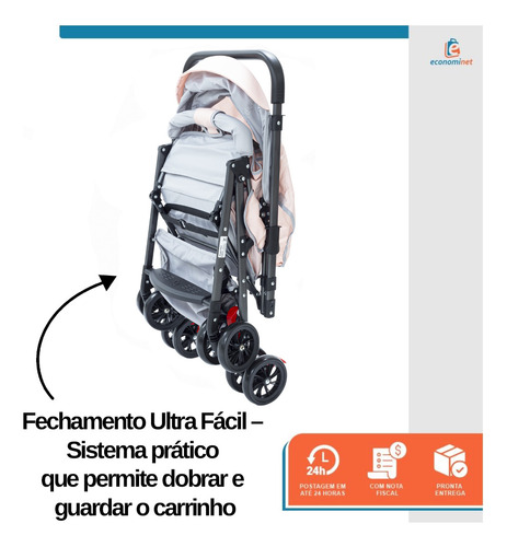 Carrinho De Bebê Passeio Reversível 15kg Compacto E Leve