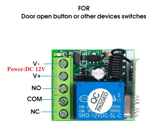 Receptor De Relé Rf De 4 X 12 V Y 1 Canal, 433 Mhz, Universa