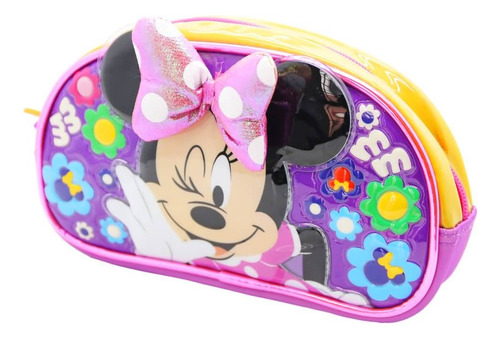 Cartuchera Escolar Minnie Mouse Moño Color Rosa Liso