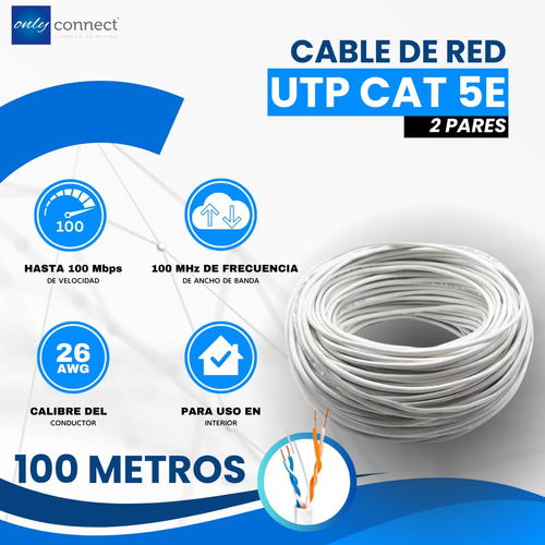 Cable Utp 100mts Xcase Cat 5e 4 Hilos 2 Pares Uso Interior