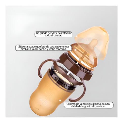 Biberon De Silicona Anticolico Imita El Pecho Materno 240 Ml
