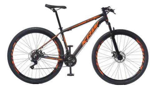 Mountain bike KRW X51 aro 29 15.5 21v freios de disco mecânico cor preto/laranja-fosco