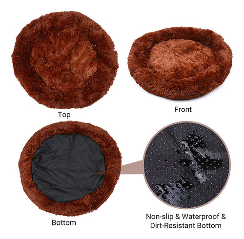 Cómoda Cama Redonda De Felpa Para Perros Y Gatos, Rosquilla