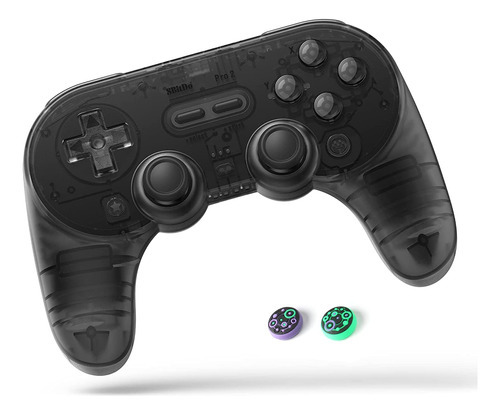 Controlador inalámbrico Bluetooth 8bitdo Pro 2, negro transparente