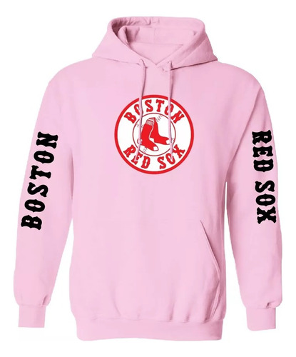 Polera Boston Red Sox Rosado Polera Capucha Estampado
