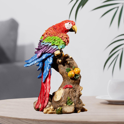 Escultura De Loro Para Decoración Del 22cmx30cm Multicolor