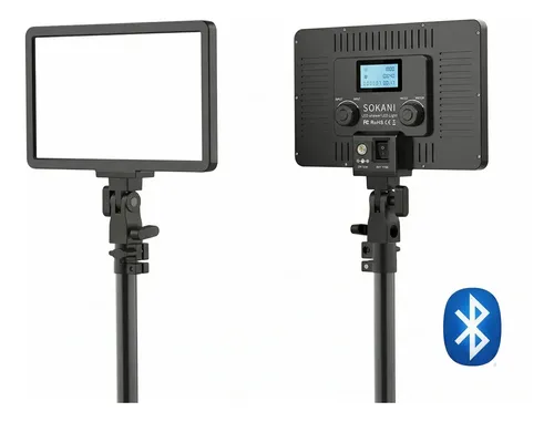 Iluminador Led Sokani P25 25w Painel Luz Ajustável 2800k-8000k Streaming Vídeos Controle App 127/220v Preto Branco-frio