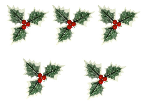 4 X 5 Uds. De Hojas De Bayas Artificiales De Navidad Para