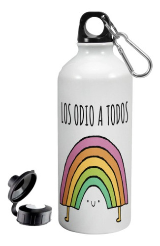 Botella Deportiva Arco Iris Odio A Todos Aluminio Doble Tapa