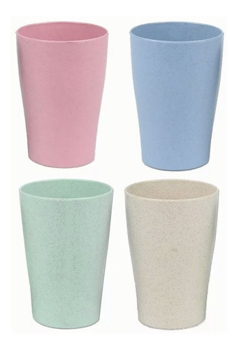 4 Piezas Vaso De Agua 380ml Taza Fibra De Trigo Ecológico