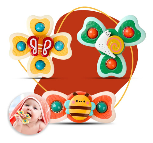 Kit De 3 Juguetes Giratorios Para Bebés Con Ventosa Que Se A