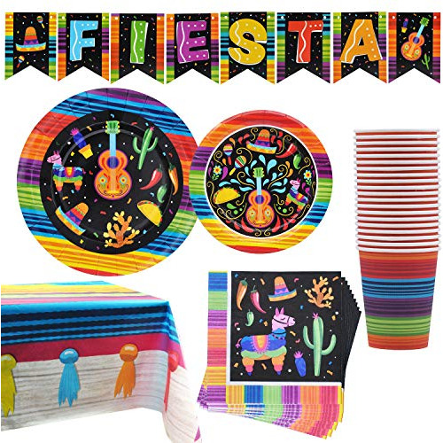 Platos Con Vasos Servilletas Para Fiesta Mexicana 82 Pzas