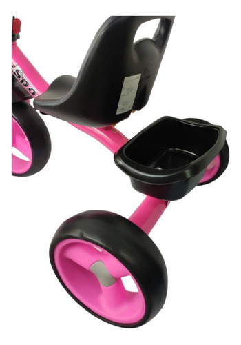 Triciclo Para Niños Infantil Con Canasto Salpicadera Espejo Color Rosa