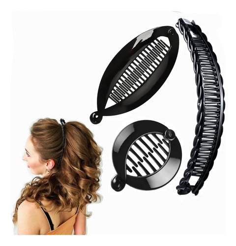 Clips De Plátano Para Cabello Grueso Y Soporte Para Moño